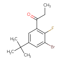 Chemical structure of 1-(3-bromo-5-tert-butyl-2-fluorophenyl)propan-1-one - CSSB20813994150