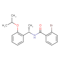 Chemical structure of 2-bromo-N-[(1S)-1-[2-(propan-2-yloxy)phenyl]ethyl]benzamide - CSSB21432542529