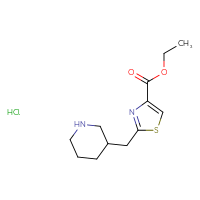 Chemical structure of ethyl 2-[(piperidin-3-yl)methyl]-1,3-thiazole-4-carboxylate hydrochloride - CSSB00138437572