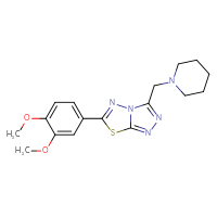 Chemical structure of 1-{[6-(3,4-dimethoxyphenyl)-[1,2,4]triazolo[3,4-b][1,3,4]thiadiazol-3-yl]methyl}piperidine - CSSB00121608376