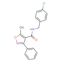 Chemical structure of N-[(4-chlorophenyl)methyl]-5-methyl-3-phenyl-1,2-oxazole-4-carboxamide - CSSB00046238637