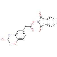 Chemical structure of 1,3-dioxo-2,3-dihydro-1H-isoindol-2-yl 2-(3-oxo-3,4-dihydro-2H-1,4-benzoxazin-6-yl)acetate - CSSB17484212460