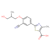 Chemical structure of 2-[3-cyano-4-(3-hydroxy-2-methylpropoxy)phenyl]-4-methyl-1,3-thiazole-5-carboxylic acid - CSSB00102518722