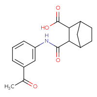 Chemical structure of 3-[(3-acetylphenyl)carbamoyl]bicyclo[2.2.1]heptane-2-carboxylic acid - CSSB00121685912