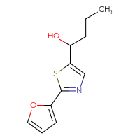 Chemical structure of 1-[2-(furan-2-yl)-1,3-thiazol-5-yl]butan-1-ol - CSSB21246426952
