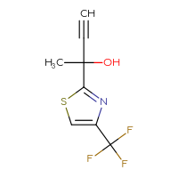 Chemical structure of 2-[4-(trifluoromethyl)-1,3-thiazol-2-yl]but-3-yn-2-ol - CSSB09894454572