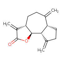 Chemical structure of (3aS,6aR,9aR,9bS)-3,6,9-trimethylidene-dodecahydroazuleno[4,5-b]furan-2-one - CSSB00020648873