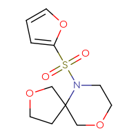 Chemical structure of 6-(furan-2-sulfonyl)-2,9-dioxa-6-azaspiro[4.5]decane - CSSS00027664936