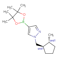 Chemical structure of rac-1-{[(1R,2R)-2-methylcyclopentyl]methyl}-4-(4,4,5,5-tetramethyl-1,3,2-dioxaborolan-2-yl)-1H-pyrazole - CSSB02131407737
