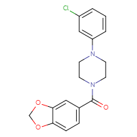 Chemical structure of 1-(2H-1,3-benzodioxole-5-carbonyl)-4-(3-chlorophenyl)piperazine - CSSB00028325523