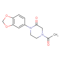 Chemical structure of 4-acetyl-1-(2H-1,3-benzodioxol-5-yl)piperazin-2-one - CSSB21291566383