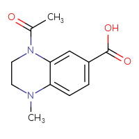 Chemical structure of 4-acetyl-1-methyl-1,2,3,4-tetrahydroquinoxaline-6-carboxylic acid - CSSB00133341737