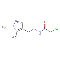 Chemical structure of 2-chloro-N-[2-(1,5-dimethyl-1H-pyrazol-4-yl)ethyl]acetamide - CSSB01617663428