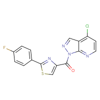 Chemical structure of 4-{4-chloro-1H-pyrazolo[3,4-b]pyridine-1-carbonyl}-2-(4-fluorophenyl)-1,3-thiazole - CSSB21531607906