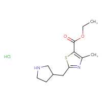 Chemical structure of ethyl 4-methyl-2-[(pyrrolidin-3-yl)methyl]-1,3-thiazole-5-carboxylate hydrochloride - CSSB00116209988