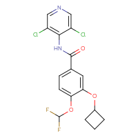 Chemical structure of 3-cyclobutoxy-N-(3,5-dichloropyridin-4-yl)-4-(difluoromethoxy)benzamide - CSSB21335792901