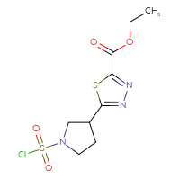 Chemical structure of ethyl 5-[1-(chlorosulfonyl)pyrrolidin-3-yl]-1,3,4-thiadiazole-2-carboxylate - CSSB21224772713