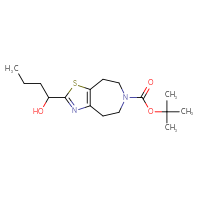 Chemical structure of tert-butyl 2-(1-hydroxybutyl)-4H,5H,6H,7H,8H-[1,3]thiazolo[4,5-d]azepine-6-carboxylate - CSSB20776014099