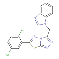 Chemical structure of 1-{[6-(2,5-dichlorophenyl)-[1,2,4]triazolo[3,4-b][1,3,4]thiadiazol-3-yl]methyl}-1H-1,3-benzodiazole - CSSB00121638062