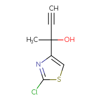 Chemical structure of 2-(2-chloro-1,3-thiazol-4-yl)but-3-yn-2-ol - CSSB20843527152