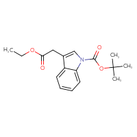 Chemical structure of tert-butyl 3-(2-ethoxy-2-oxoethyl)-1H-indole-1-carboxylate - CSSB00010369405