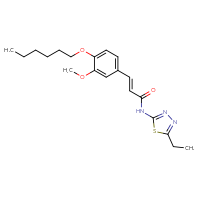 Chemical structure of (2E)-N-(5-ethyl-1,3,4-thiadiazol-2-yl)-3-[4-(hexyloxy)-3-methoxyphenyl]prop-2-enamide - CSSB00132628816