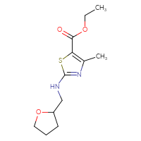 Chemical structure of ethyl 4-methyl-2-{[(oxolan-2-yl)methyl]amino}-1,3-thiazole-5-carboxylate - CSSB00026569007