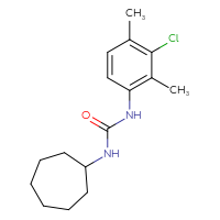 Chemical structure of 3-(3-chloro-2,4-dimethylphenyl)-1-cycloheptylurea - CSSB21432551517