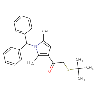 Chemical structure of 2-(tert-butylsulfanyl)-1-[1-(diphenylmethyl)-2,5-dimethyl-1H-pyrrol-3-yl]ethan-1-one - CSSB21332082156