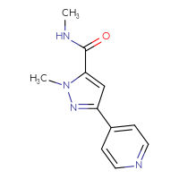 Chemical structure of N,1-dimethyl-3-(pyridin-4-yl)-1H-pyrazole-5-carboxamide - CSSB01992678714