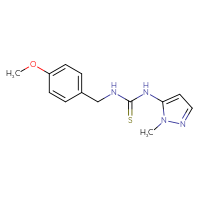 Chemical structure of 1-[(4-methoxyphenyl)methyl]-3-(1-methyl-1H-pyrazol-5-yl)thiourea - CSSB15071912158
