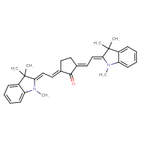 Chemical structure of (2E,5E)-2-{2-[(2E)-1,3,3-trimethyl-2,3-dihydro-1H-indol-2-ylidene]ethylidene}-5-{2-[(2Z)-1,3,3-trimethyl-2,3-dihydro-1H-indol-2-ylidene]ethylidene}cyclopentan-1-one - CSSB06256033756