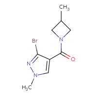 Chemical structure of 3-bromo-1-methyl-4-(3-methylazetidine-1-carbonyl)-1H-pyrazole - CSSB00155915904
