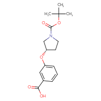 Chemical structure of 3-{[(3S)-1-[(tert-butoxy)carbonyl]pyrrolidin-3-yl]oxy}benzoic acid - CSSB00040479300