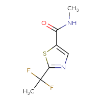 Chemical structure of 2-(1,1-difluoroethyl)-N-methyl-1,3-thiazole-5-carboxamide - CSSB02517389184