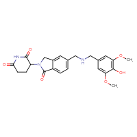 Chemical structure of 3-[5-({[(4-hydroxy-3,5-dimethoxyphenyl)methyl]amino}methyl)-1-oxo-2,3-dihydro-1H-isoindol-2-yl]piperidine-2,6-dione - CSSB06700995167