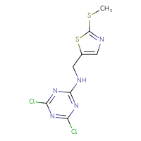 Chemical structure of 4,6-dichloro-N-{[2-(methylsulfanyl)-1,3-thiazol-5-yl]methyl}-1,3,5-triazin-2-amine - CSSB02522801678