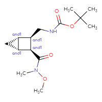 Chemical structure of rac-tert-butyl N-{[(1R,2S,3R,4S)-3-[methoxy(methyl)carbamoyl]bicyclo[2.1.0]pentan-2-yl]methyl}carbamate - CSSB21291563917