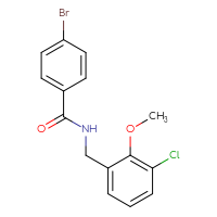 Chemical structure of 4-bromo-N-[(3-chloro-2-methoxyphenyl)methyl]benzamide - CSSB02043405672
