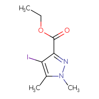 Chemical structure of ethyl 4-iodo-1,5-dimethyl-1H-pyrazole-3-carboxylate - CSSB00010380765