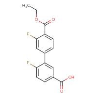 Chemical structure of 4'-(ethoxycarbonyl)-3',6-difluoro-[1,1'-biphenyl]-3-carboxylic acid - CSSB00150701497