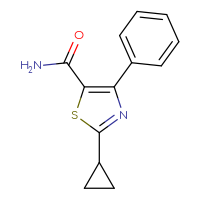 Chemical structure of 2-cyclopropyl-4-phenyl-1,3-thiazole-5-carboxamide - CSSB02270738063