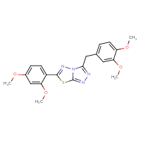 Chemical structure of 6-(2,4-dimethoxyphenyl)-3-[(3,4-dimethoxyphenyl)methyl]-[1,2,4]triazolo[3,4-b][1,3,4]thiadiazole - CSSB00121609465