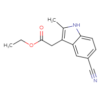 Chemical structure of ethyl 2-(5-cyano-2-methyl-1H-indol-3-yl)acetate - CSSB00025705355