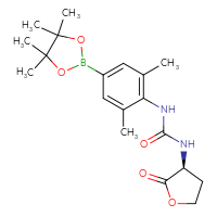 Chemical structure of 1-[2,6-dimethyl-4-(4,4,5,5-tetramethyl-1,3,2-dioxaborolan-2-yl)phenyl]-3-[(3S)-2-oxooxolan-3-yl]urea - CSSB21332160306