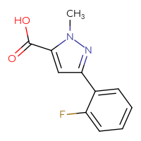 Chemical structure of 3-(2-fluorophenyl)-1-methyl-1H-pyrazole-5-carboxylic acid - CSSB00000030014