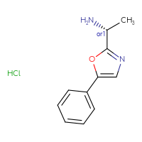Chemical structure of rel-(1R)-1-(5-phenyl-1,3-oxazol-2-yl)ethan-1-amine hydrochloride - CSSB02125420574
