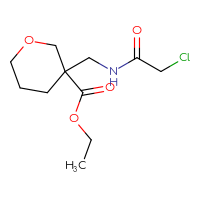 Chemical structure of ethyl 3-[(2-chloroacetamido)methyl]oxane-3-carboxylate - CSSB01998898706