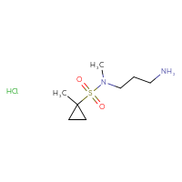 Chemical structure of N-(3-aminopropyl)-N,1-dimethylcyclopropane-1-sulfonamide hydrochloride - CSSB06726388288