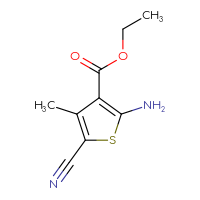 Chemical structure of ethyl 2-amino-5-cyano-4-methylthiophene-3-carboxylate - CSSB00010570733